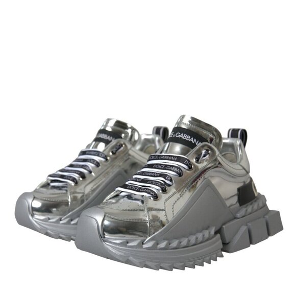 Dolce & Gabbana Dolce & Gabbana Silver Leather Super Queen Sneakers Shoes/EU37